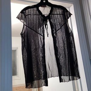 Black see through button blouse